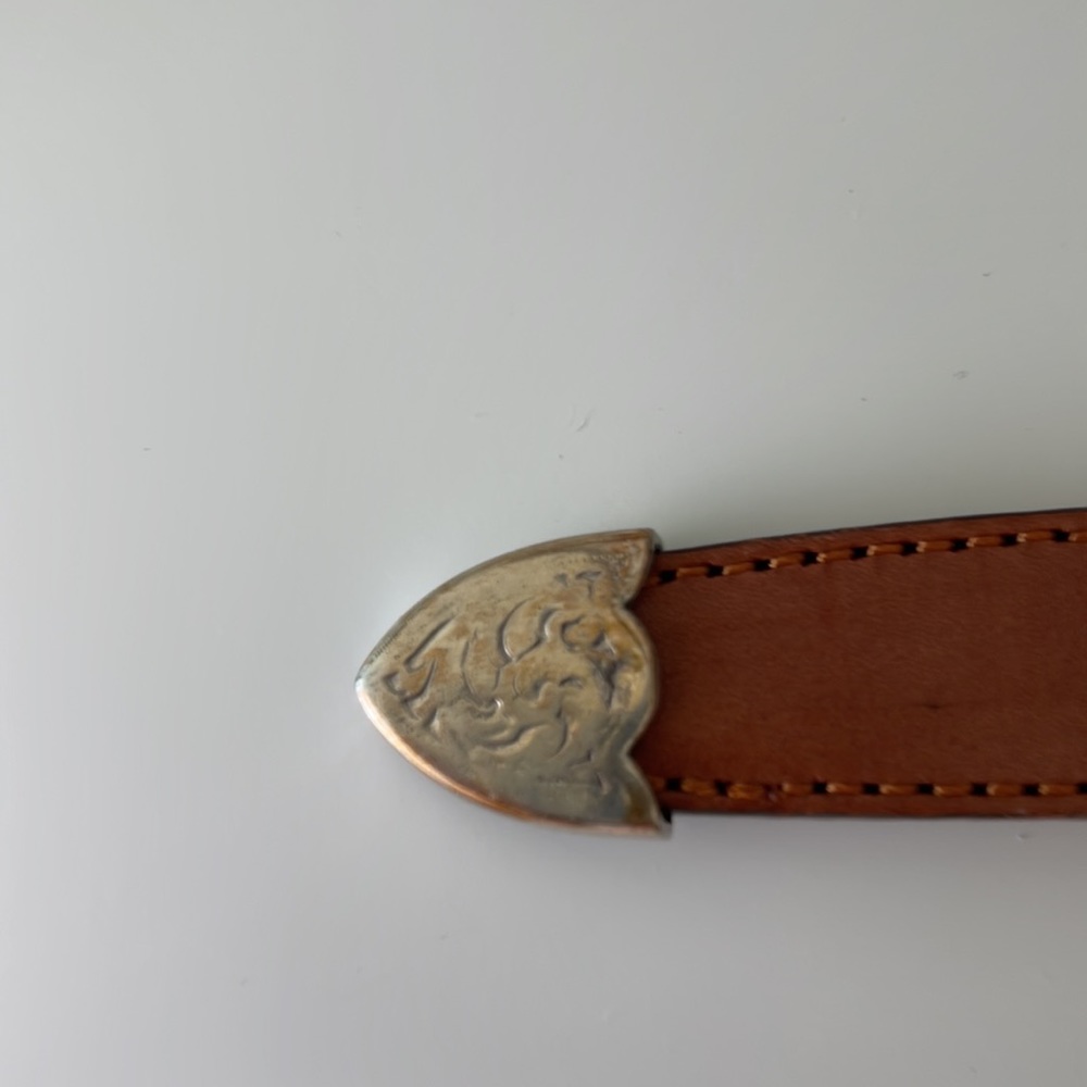 Eddie Bauer 1993 Brown  Leather Beaded Western Belt Size 30 - Picture 5 of 16